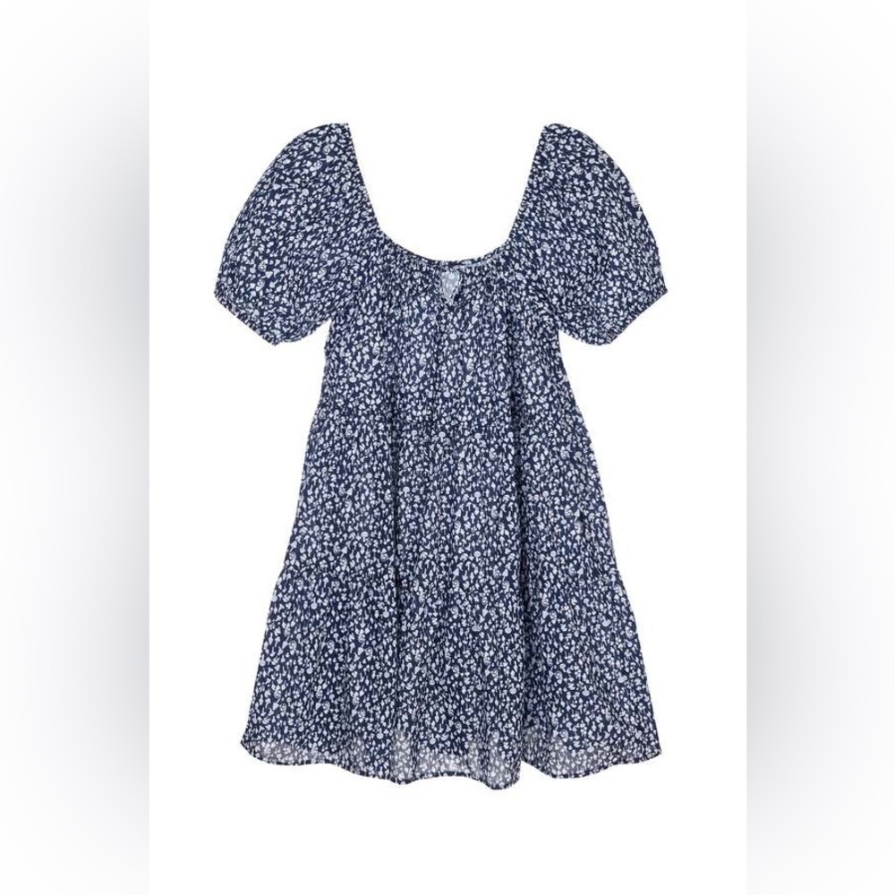 LACAUSA x Anthropologie Playa Boho Flowy Mini Dress in Blue Magic Mushroom - Picture 7 of 10